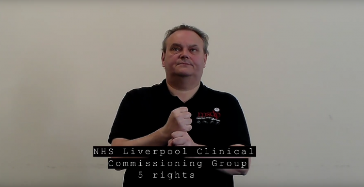 Screenshot from NHS 5 rights BSL video