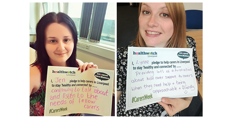 image of Jen and Lynne with their carers week pledges