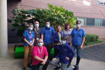 Healthwatch staff and volunteers outside Alder Hey Hospital