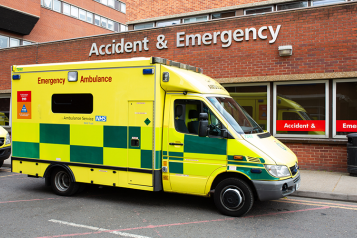 image of an ambulance outside an A&E department