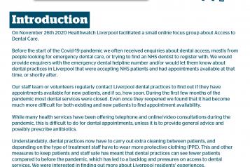 Front page of Dental focus group report