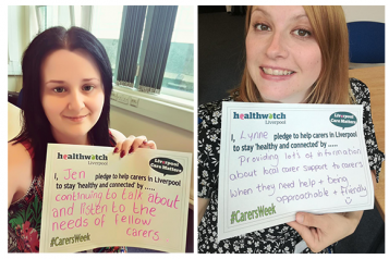 image of Jen and Lynne with their carers week pledges