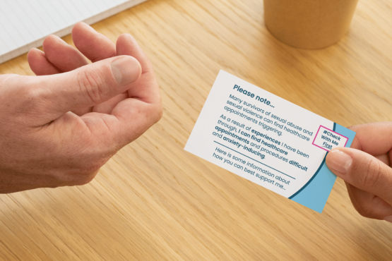check with me first card handed to professional