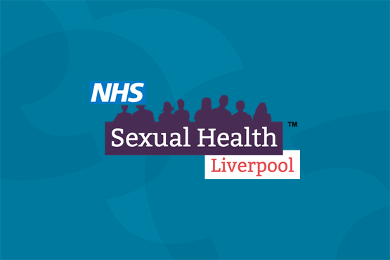 sexual health liverpool logo on blue background